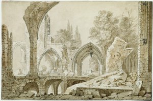 Interior de la Iglesia de Sainte-Geneviève en ruinas, 1807 de Mme. Duchateau